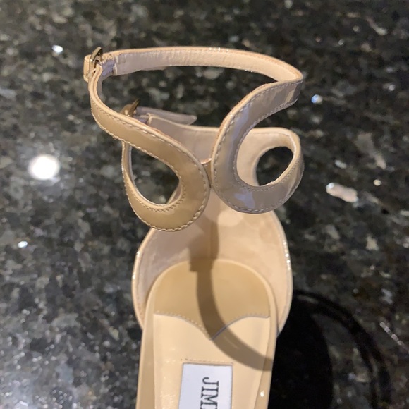 NWT Jimmy Choo Lane 85 Nude Patent Heels Sz 39 - Picture 7 of 9
